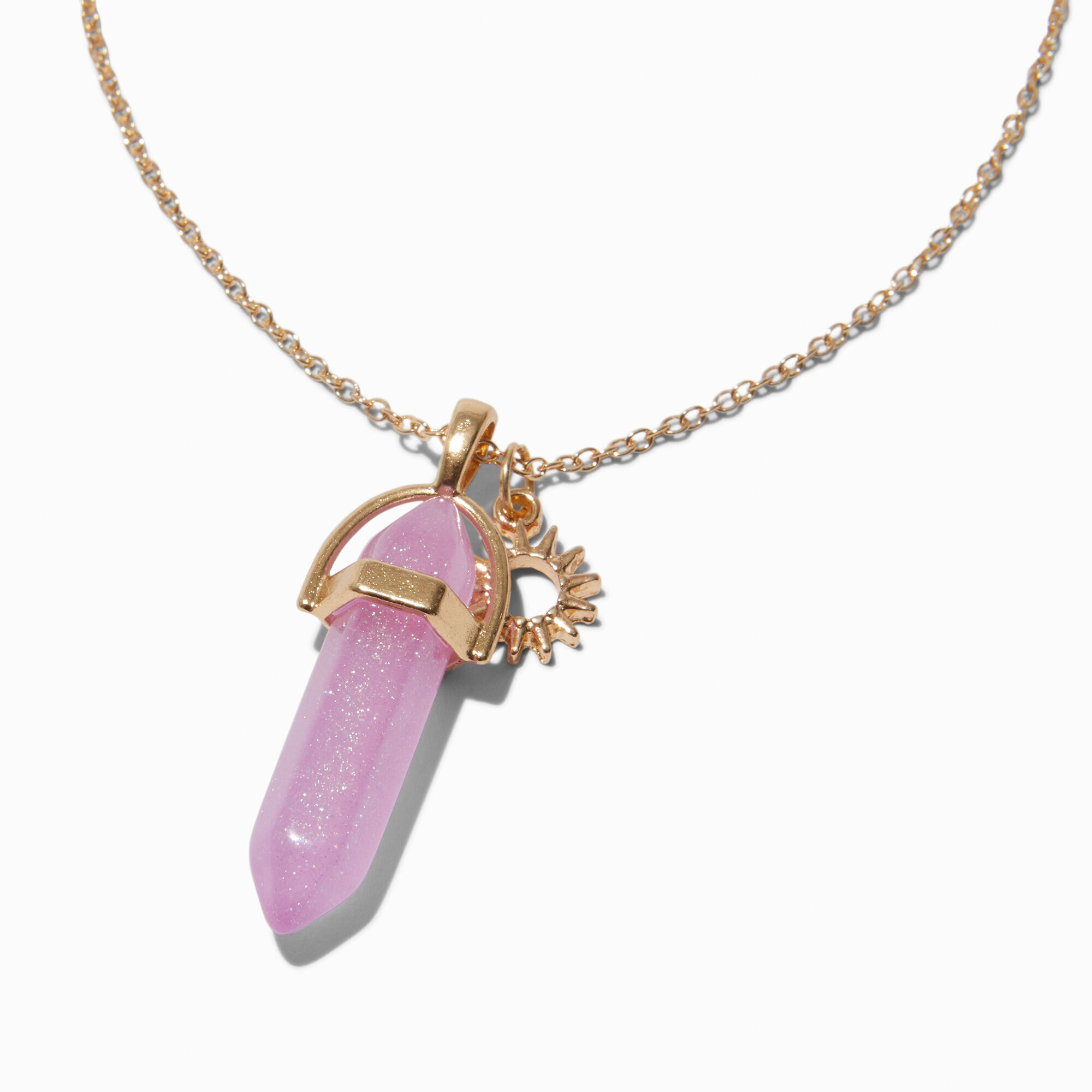 Purple Glow in the Dark Mystical Gem Pendant Necklace Claire s