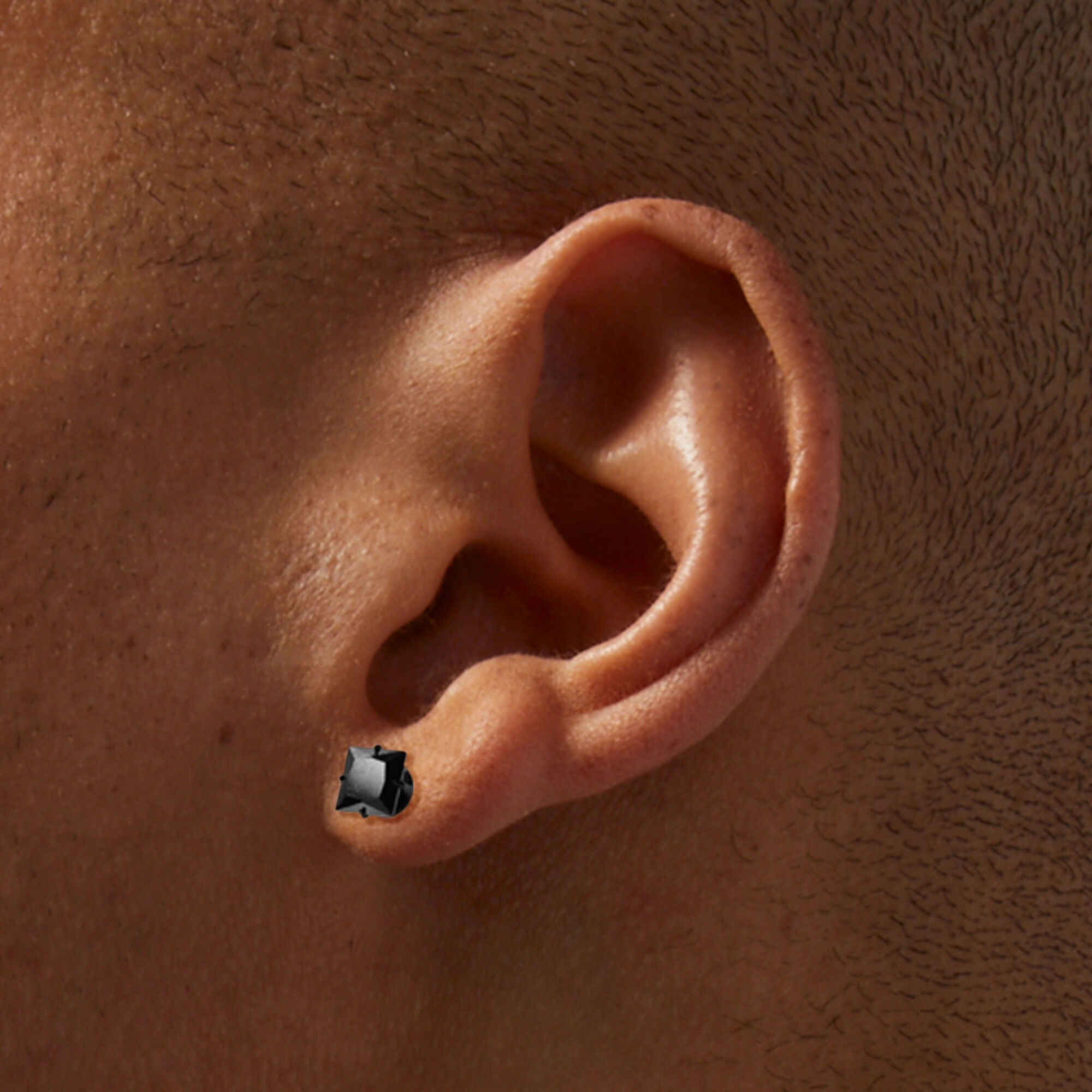 C LUXE by Claire's Black Titanium Cubic Zirconia 6MM Square Stud Earrings,