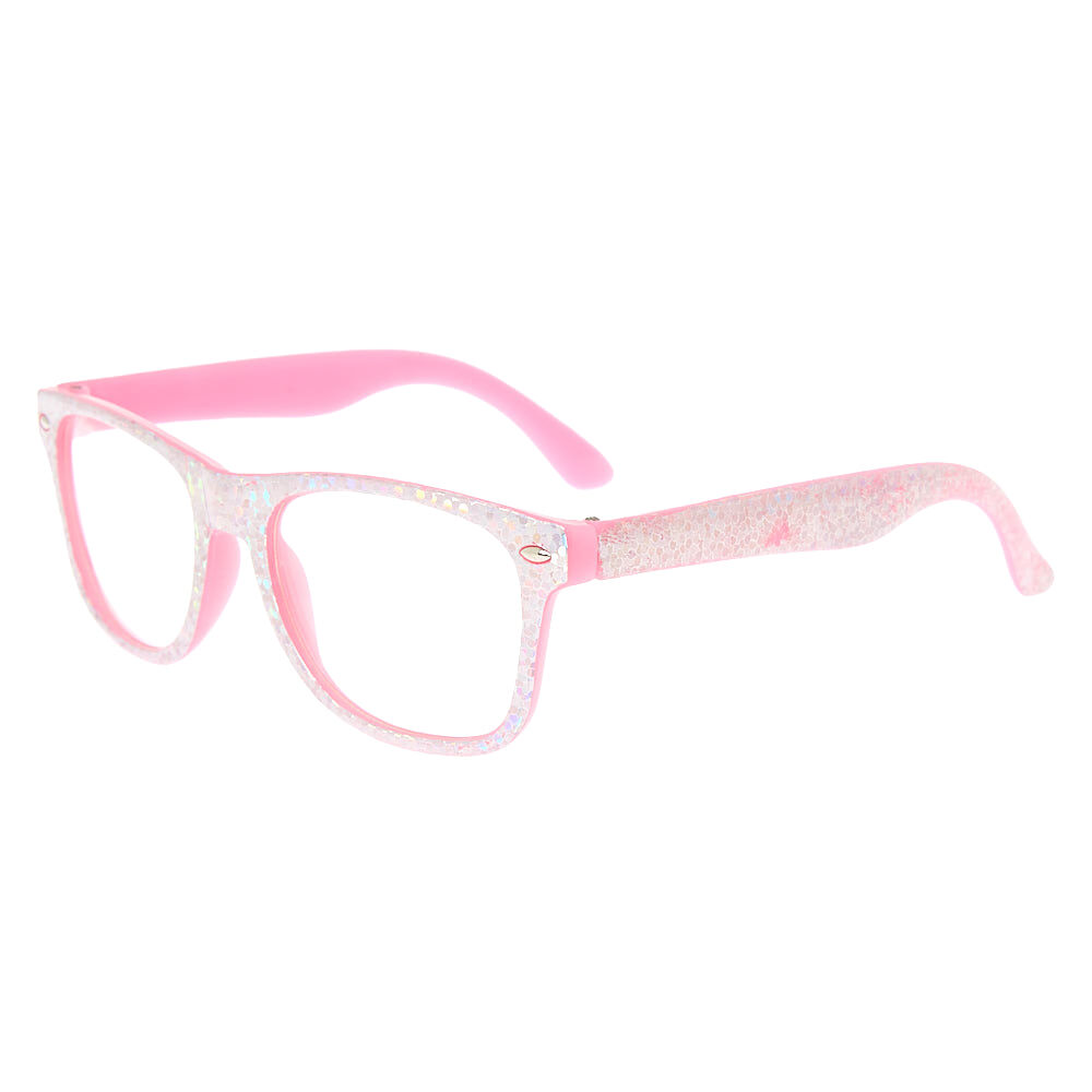 Claire's Club Holographic Retro Clear Lens Frames - Pink,