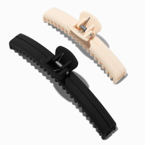 Matte Black &amp; Ivory Athletic Hair Claws - 2 Pack,