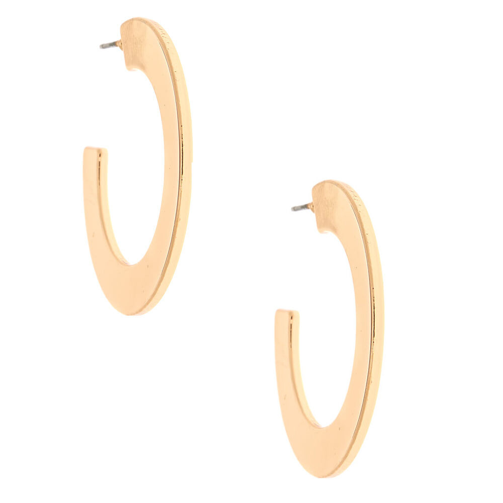 Gold 35MM Flat Matte Hoop Earrings,
