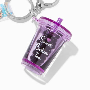 Holographic Boba Tea Liquid Fill Keychain,