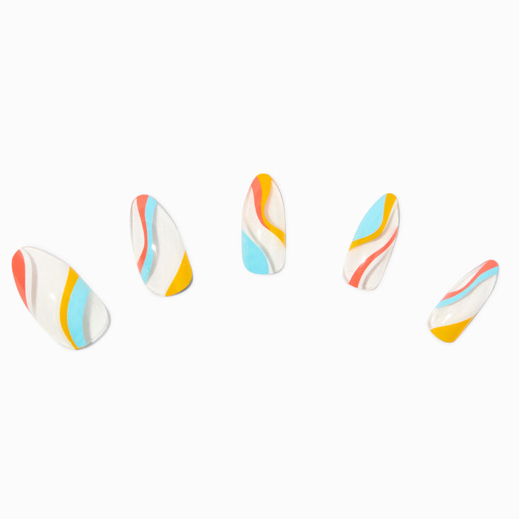 70&#39;s Swirl Stiletto Vegan Faux Nail Set- 24 Pack,