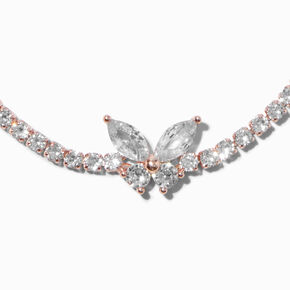 Rose Gold-tone Cubic Zirconia Butterfly Tennis Bracelet,