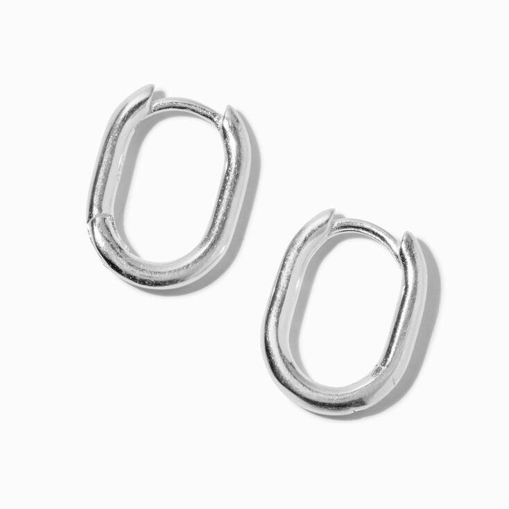 C LUXE by Claire&#39;s Sterling Silver Oval Clicker Hoop Earrings,