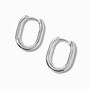 C LUXE by Claire&#39;s Sterling Silver Oval Clicker Hoop Earrings,