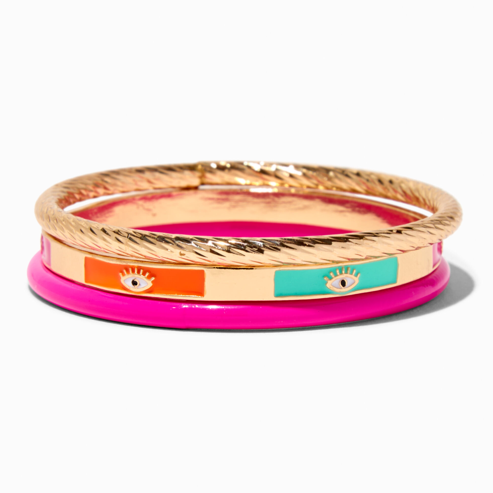 View Claires Club Evil Eye Bangle Bracelets 3 Pack information