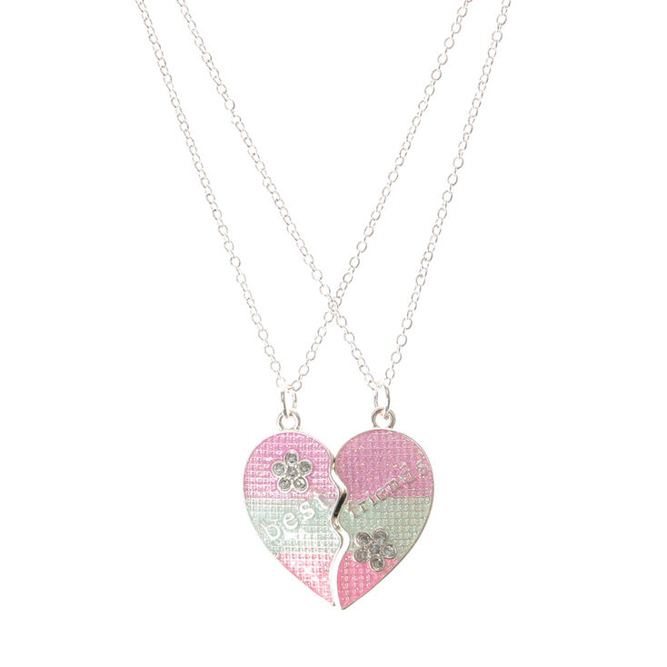 2 Pretty Pink & Green Best Friend Necklaces | Claire's US