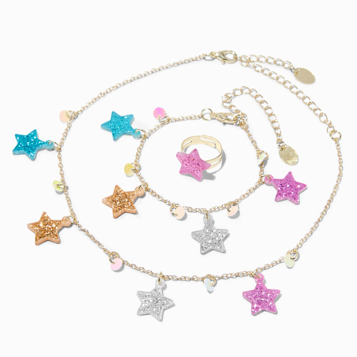 Claire&#39;s Club Glitter Star Charm Jewellery Set - 3 Pack,