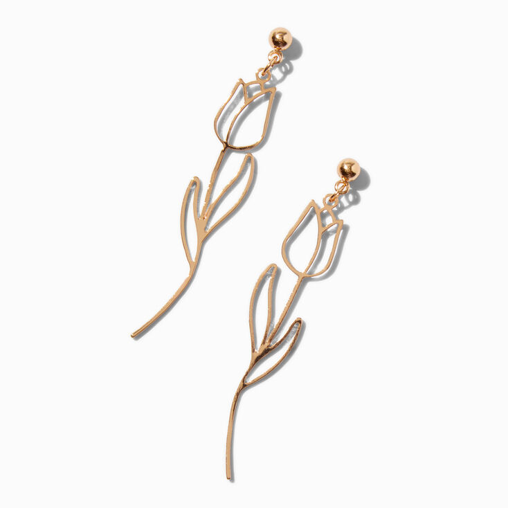 Gold-tone Tulip Drop Earrings,