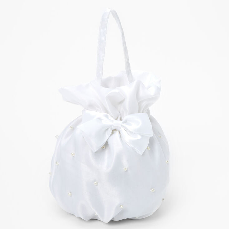 Claire's Sac à cordon perles d’imitation Claire's Club - Blanc