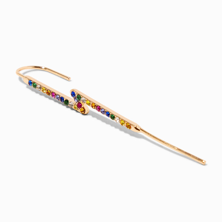 Gold Rainbow Crystal Lightning Ear Pin Ear Cuff,