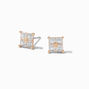 Gold-tone Cubic Zirconia 4MM Square Stud Earrings,