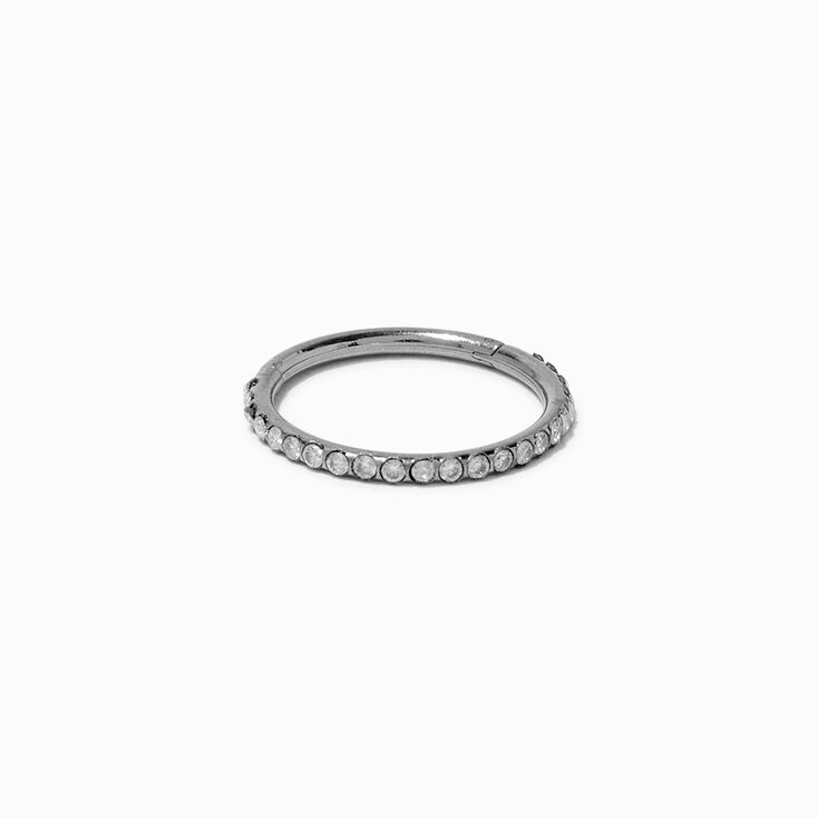 Silver-tone Stainless Steel Cubic Zirconia 16G Conch Hoop Earring,