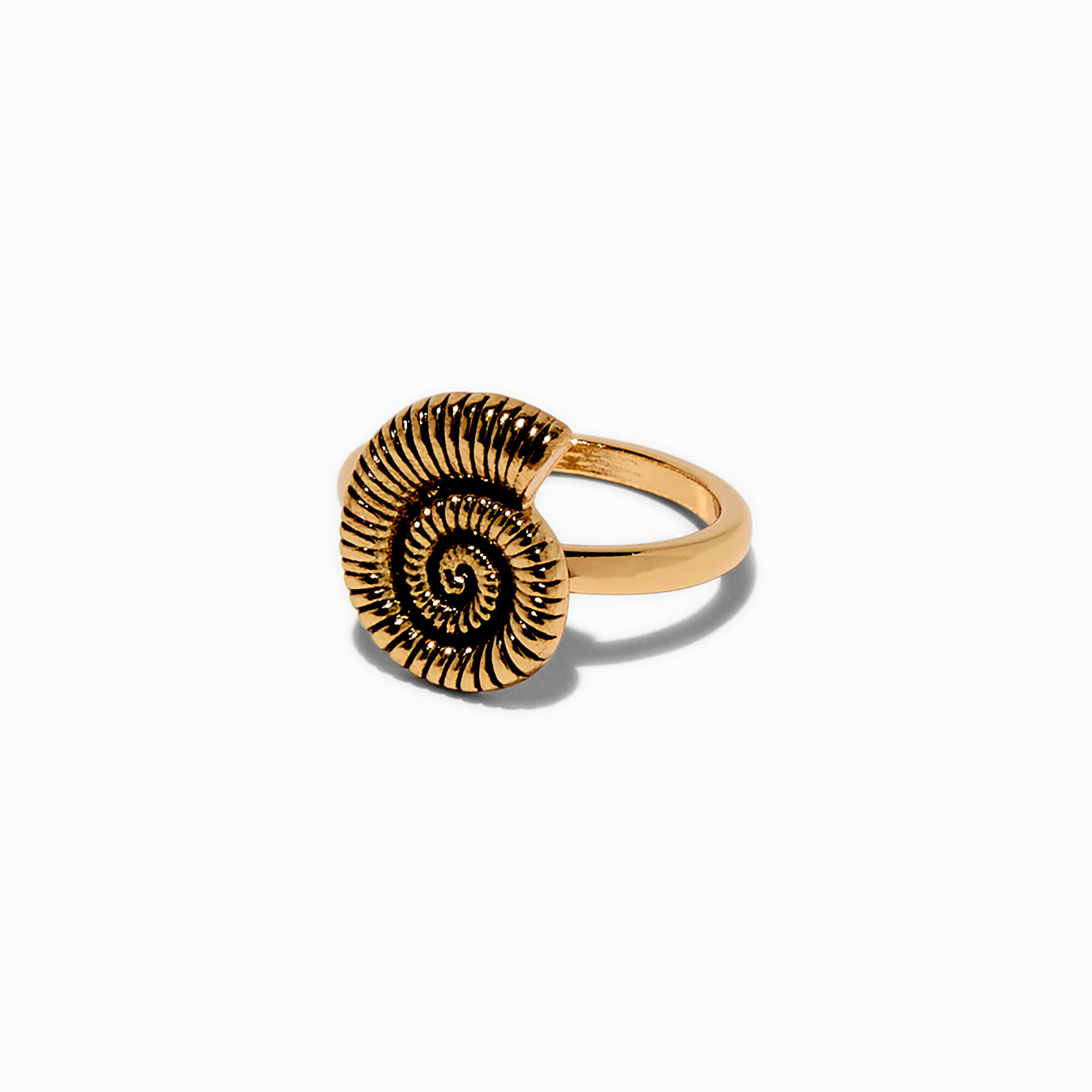 View Claires Tone Nautilus Shell Ring Gold information