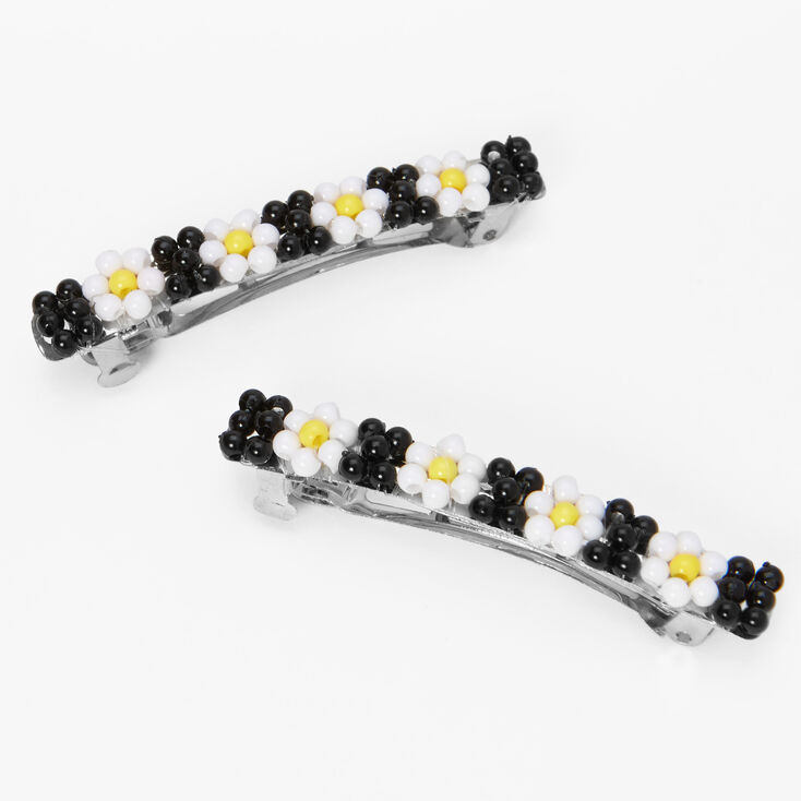 Daisy Seed Bead Hair Barrettes - 2 Pack,