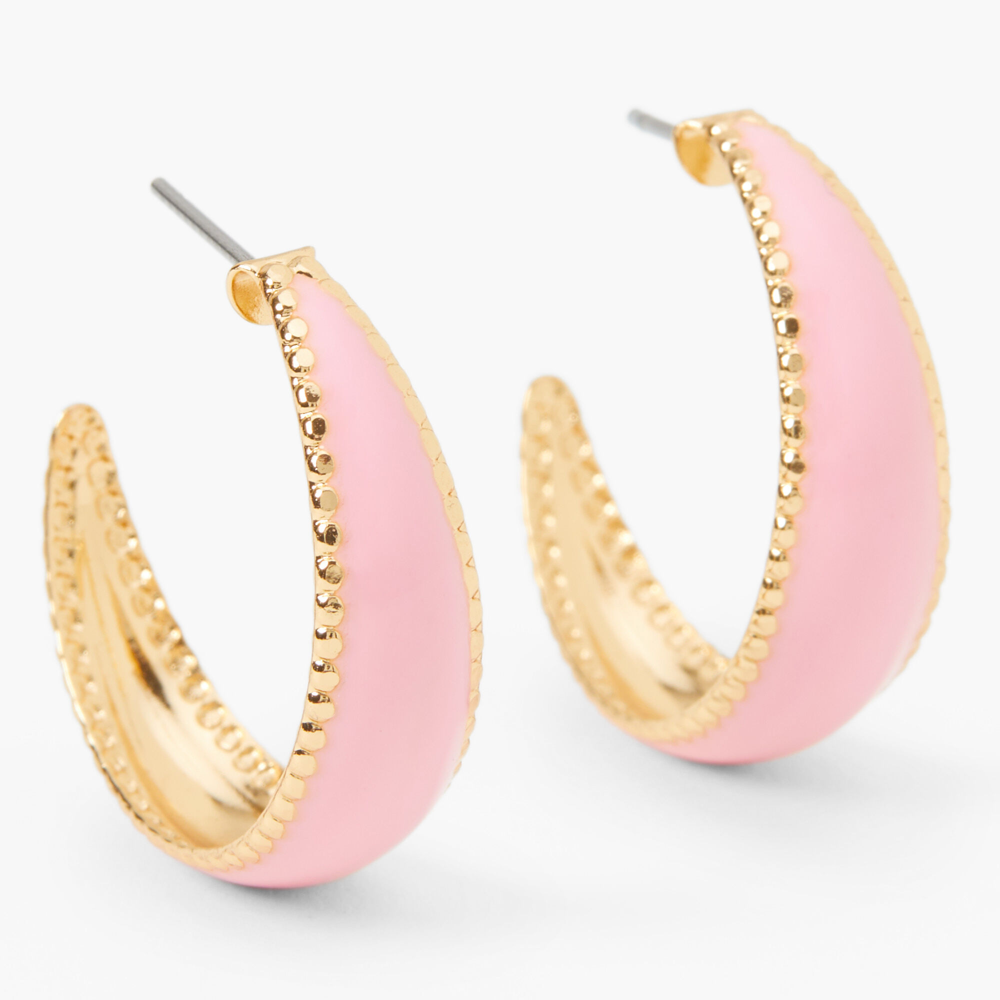 View Claires GoldTone 20MM Studded Hoop Earrings Pink information