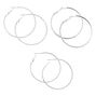 Silver-tone 50mm Hoop Earrings - 3 Pack,