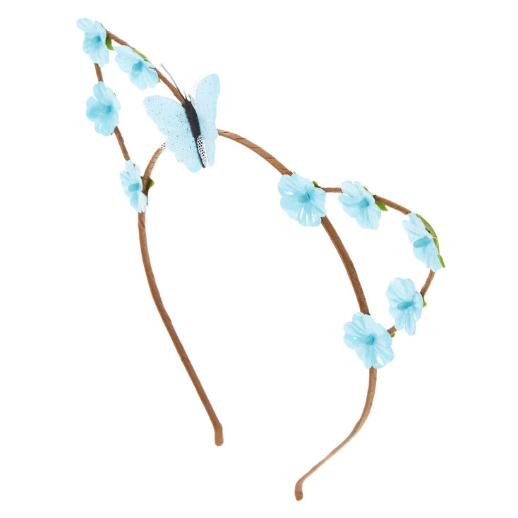Blue Butterfly And Flowers Cat Ears Headband Claire S