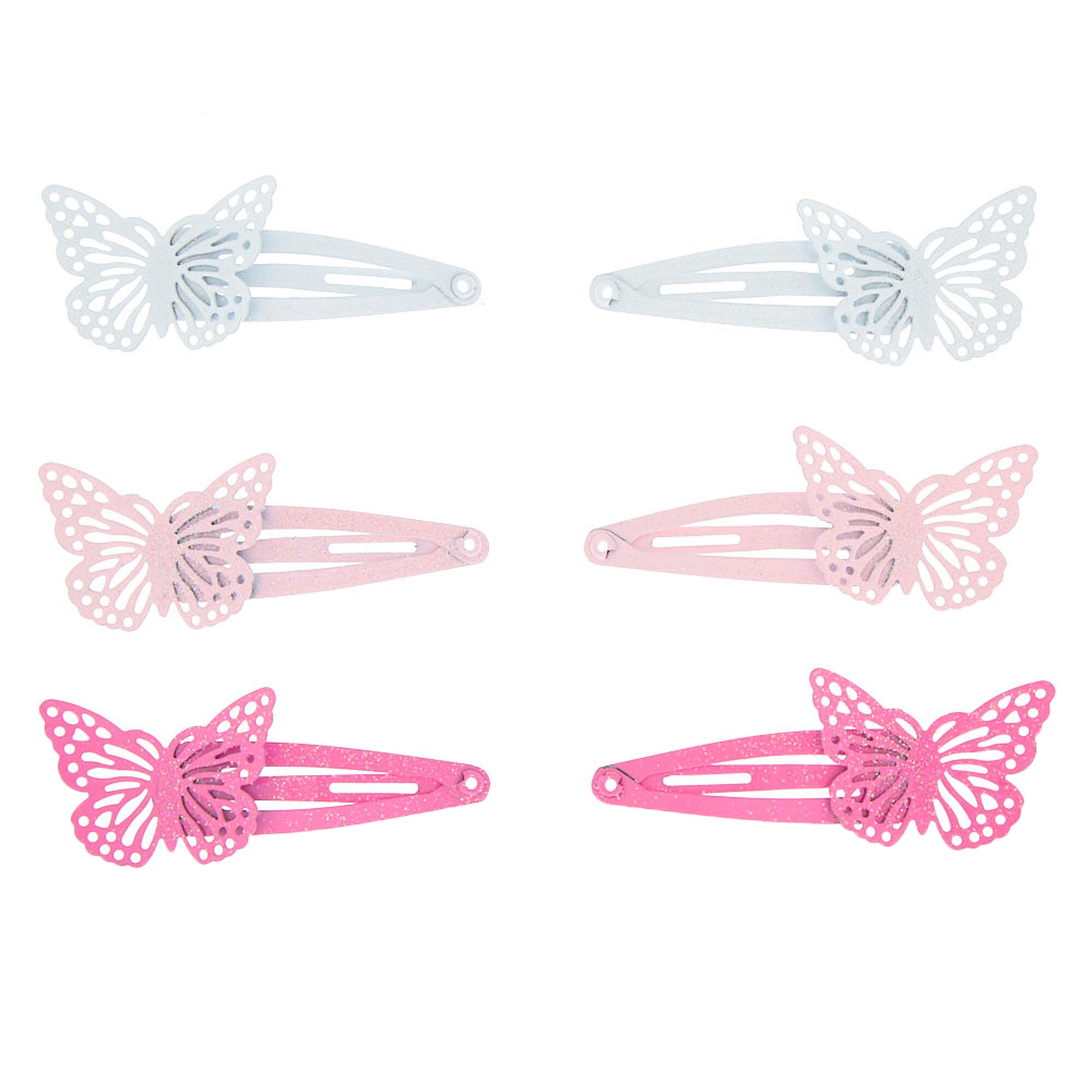 View Claires Club Glitter Butterfly Snap Hair Clips 6 Pack information