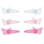 Claire&#39;s Club Glitter Butterfly Snap Hair Clips - Pink, 6 Pack,