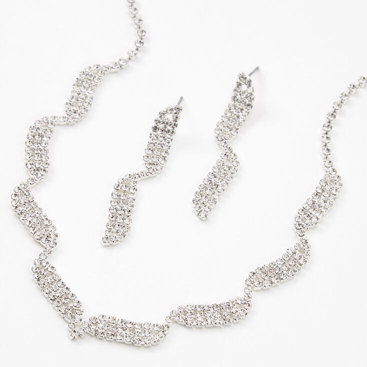 Silver-tone Rhinestone Waves Jewelry Set - 2 Pack,