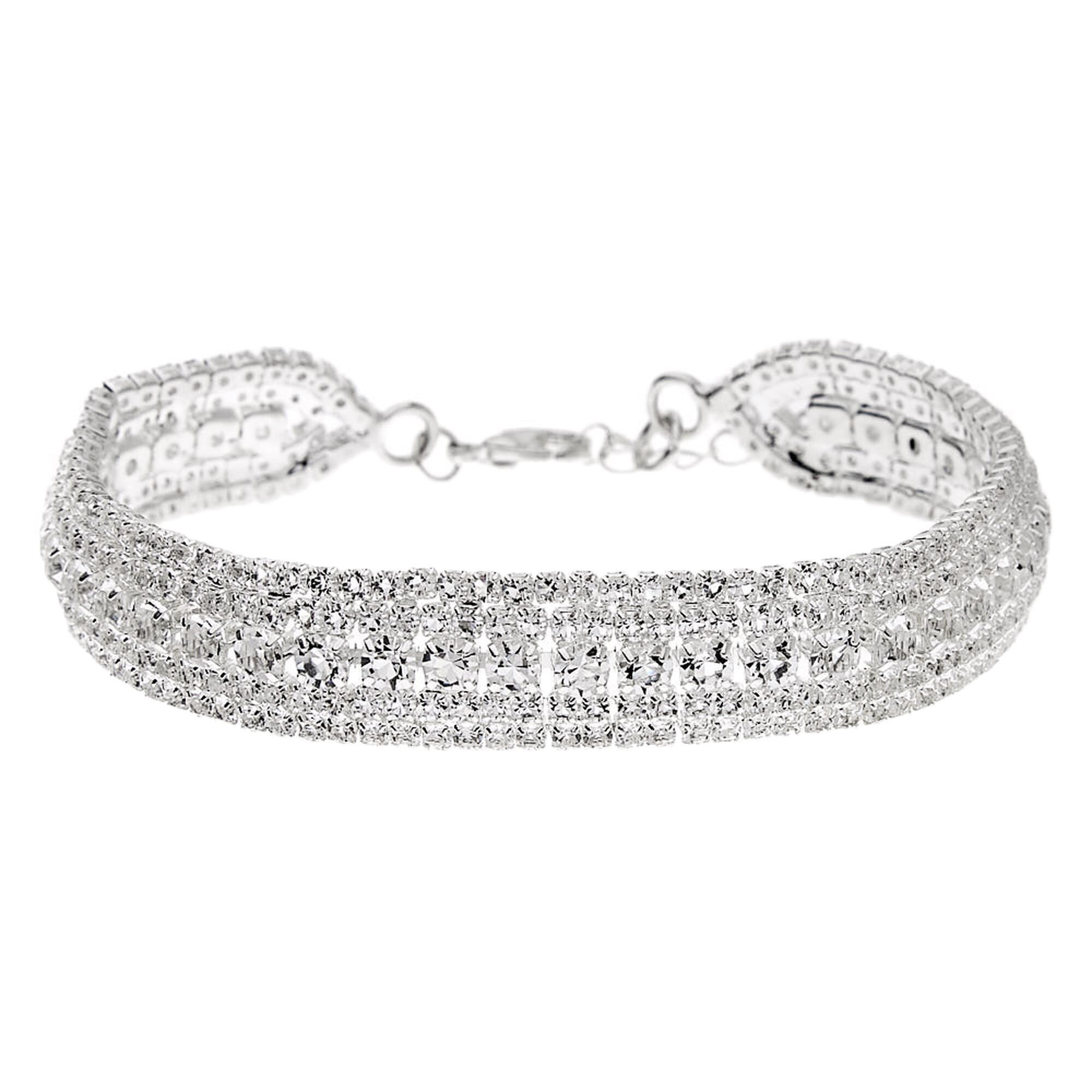 Silver Rhinestone Royal Chain Bracelet,