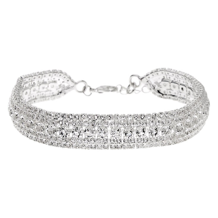 Silver Rhinestone Royal Chain Bracelet,