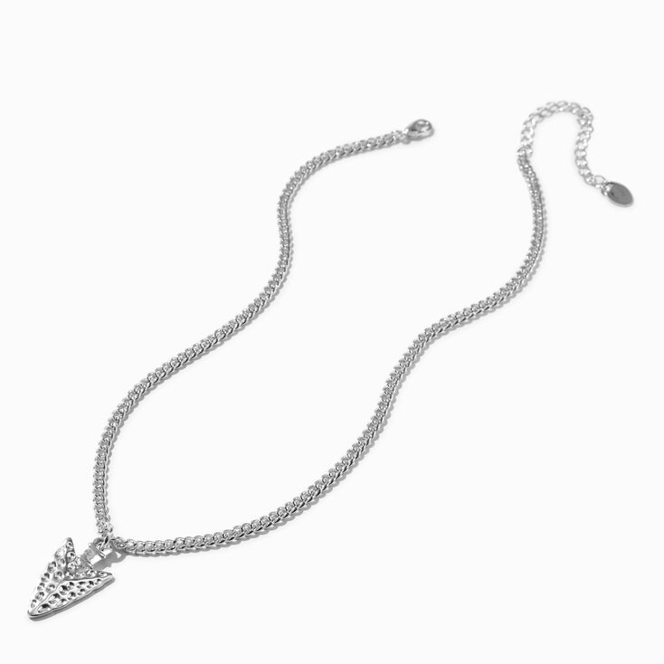 Silver-tone Hammered Arrowhead Pendant Necklace ,