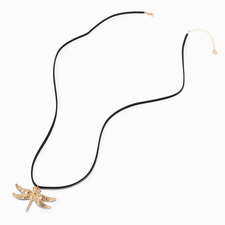 Gold-tone Dragonfly Long Pendant Necklace,