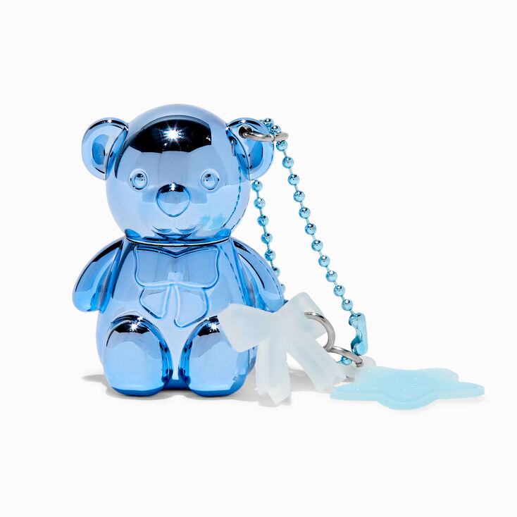 Icy Blue Teddy Bear Sweet Sugar Lip Gloss Keyring,