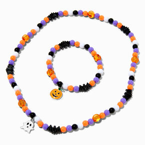 Halloween Icons Beaded Stretch Necklace &amp; Bracelet Set - 2 Pack,