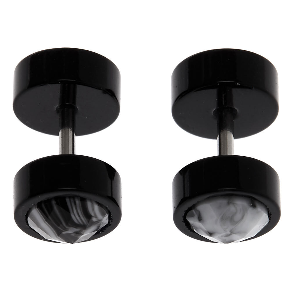Faux écarteurs d'oreilles effet marbré 16 g couleur argentée,