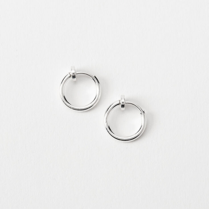 Silver 10MM Clip-On Hoop Earrings | Claire's US