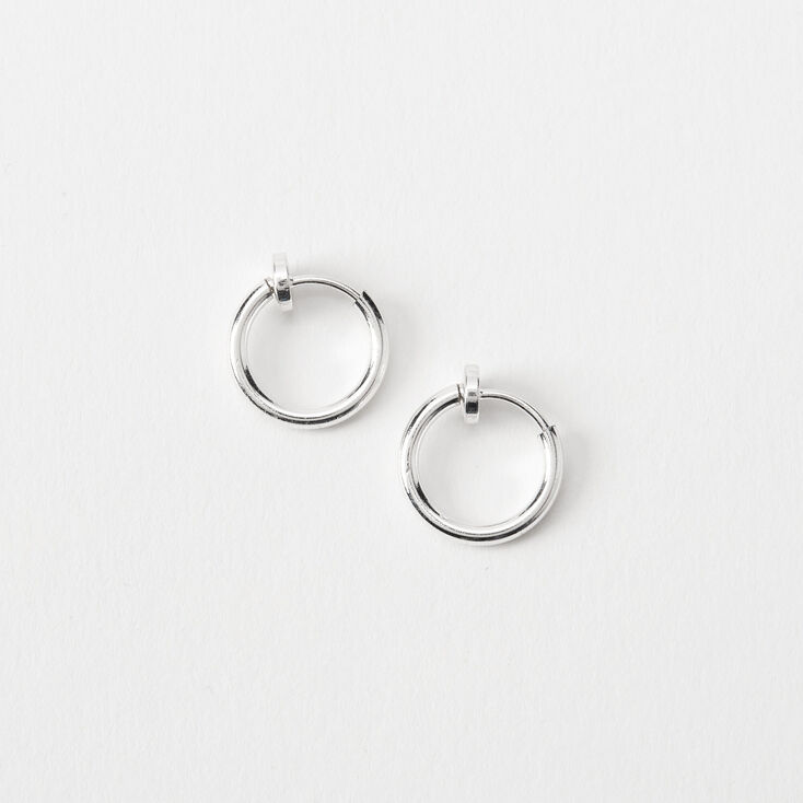 Silver 10MM Clip-On Hoop Earrings,