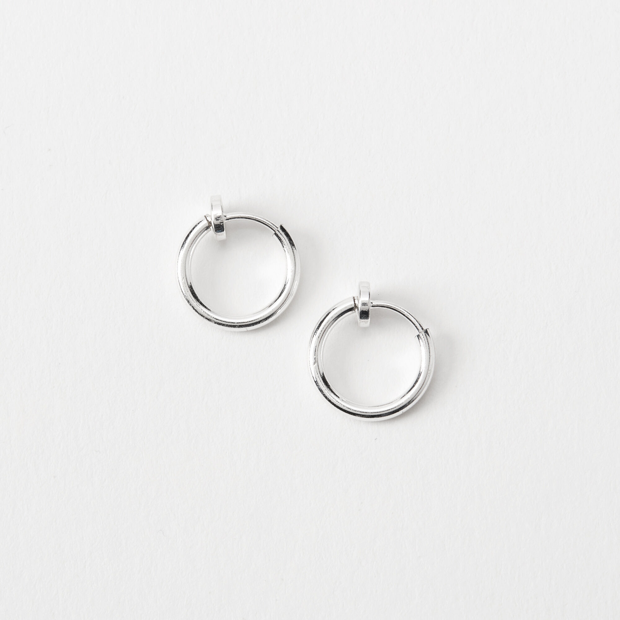 View Claires Tone 15MM Clip On Hoop Earrings Silver information