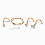 20G Gold-tone Stainless Steel Mixed Nose Studs &amp; Hoop - 6 Pack,