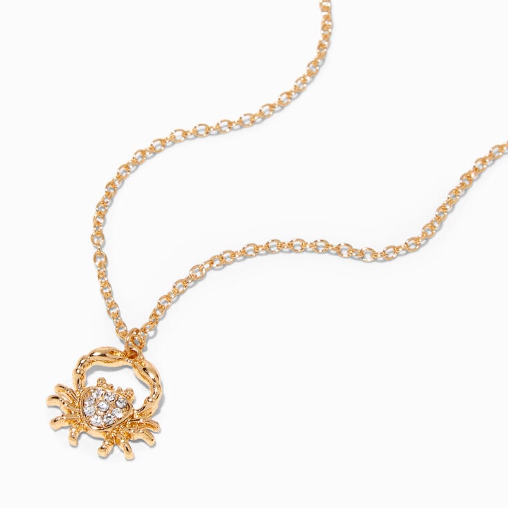 Gold Zodiac Symbol Pendant Necklace - Cancer,