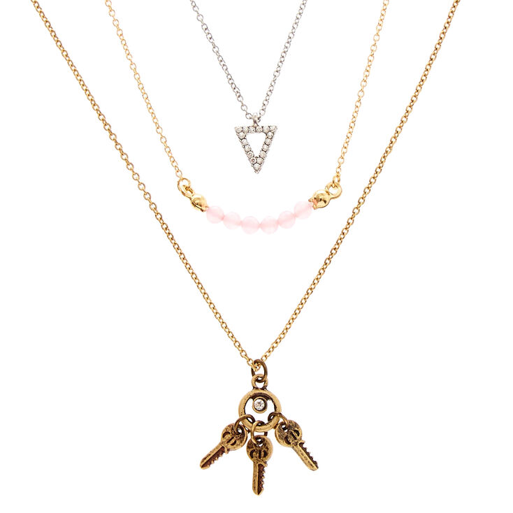 Claire's Collier à trois rangs fini couleur mixte style bohème