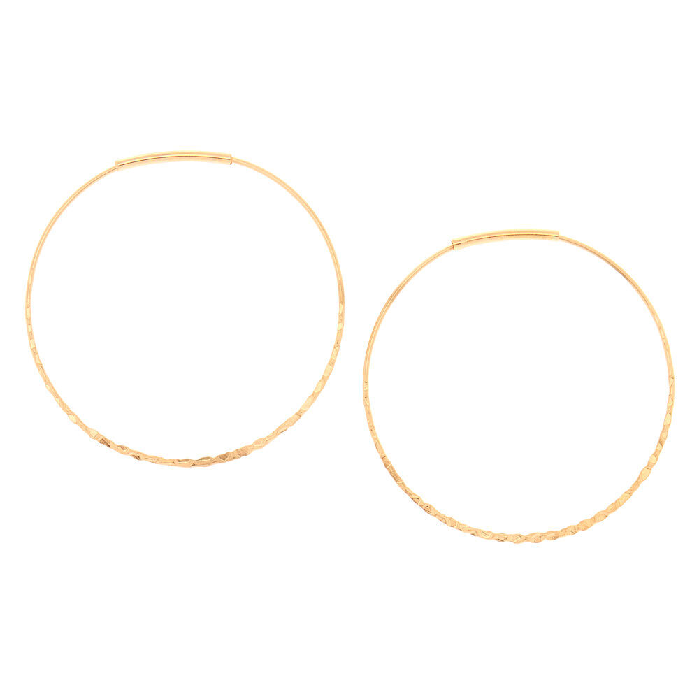 Gold 40MM Hammered Circle Hoop Earrings,
