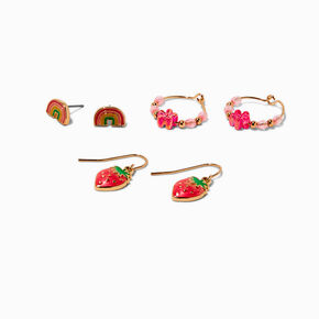 Spring Strawberry Mixed Earrings Set - 3 Pack,