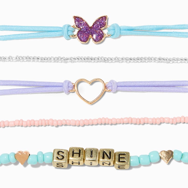 Shine Novelty Beaded Stretch Bracelets - 5 Pack,