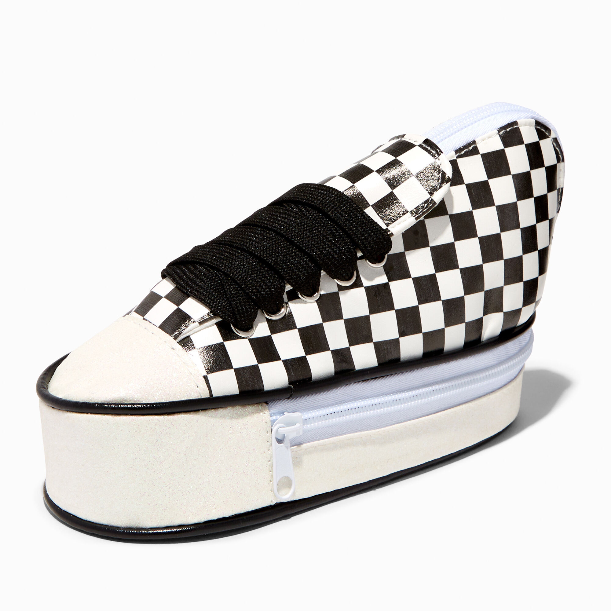 View Claires Checkered Sneaker Pencil Case information