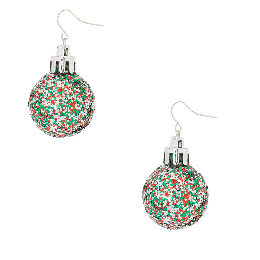 2" Glitter Ornament Drop Earrings,