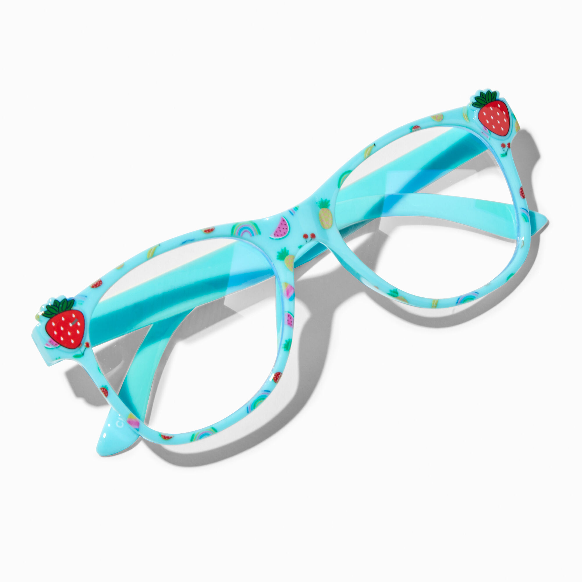 Claire s Club Solar Blue Light Reducing Retro Clear Lens Rainbow Fruit Frames