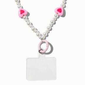 Heart &amp; Pearl Beaded Phone Wrist Strap,