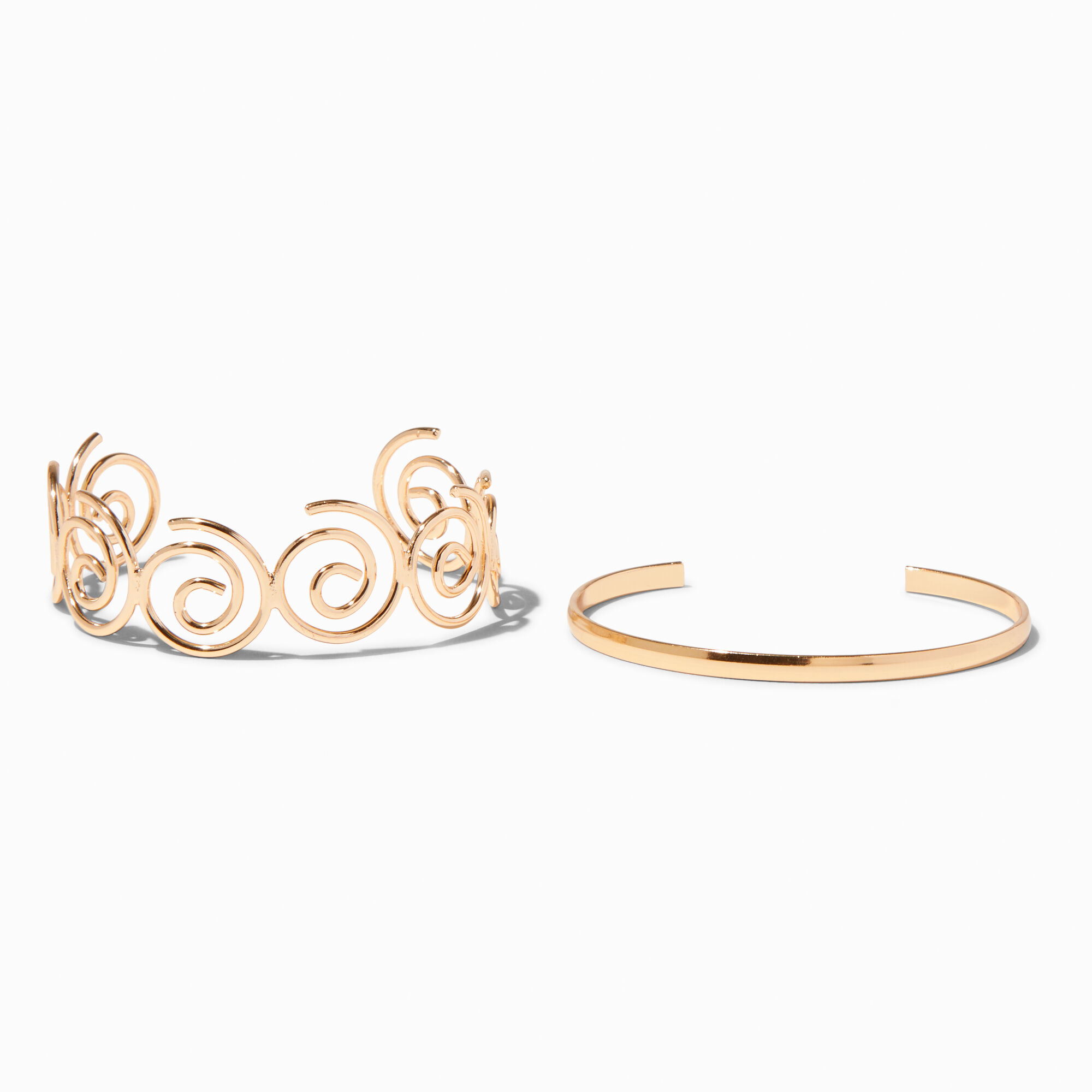 View Claires Tone Swirl Cuff Bracelet Set 2 Pack Gold information