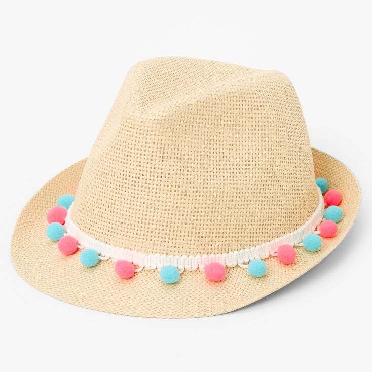 Claire&#39;s Club Pom Pom Fedora Hat - Brown,
