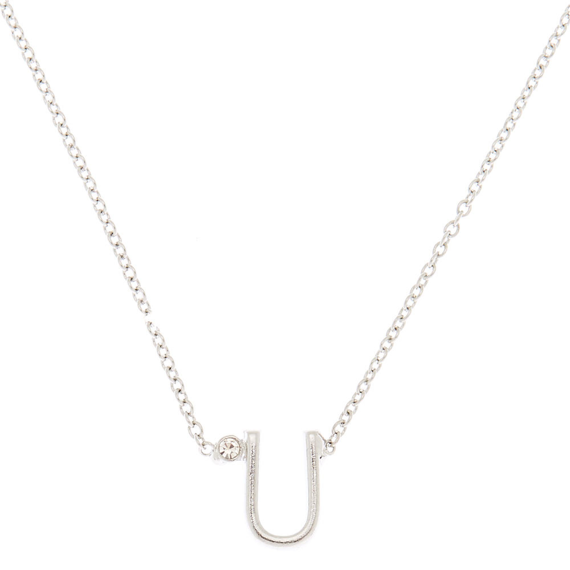 View Claires Tone Stone Initial Pendant Necklace U Silver information