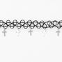 Cross Tattoo Choker Necklace - Black,